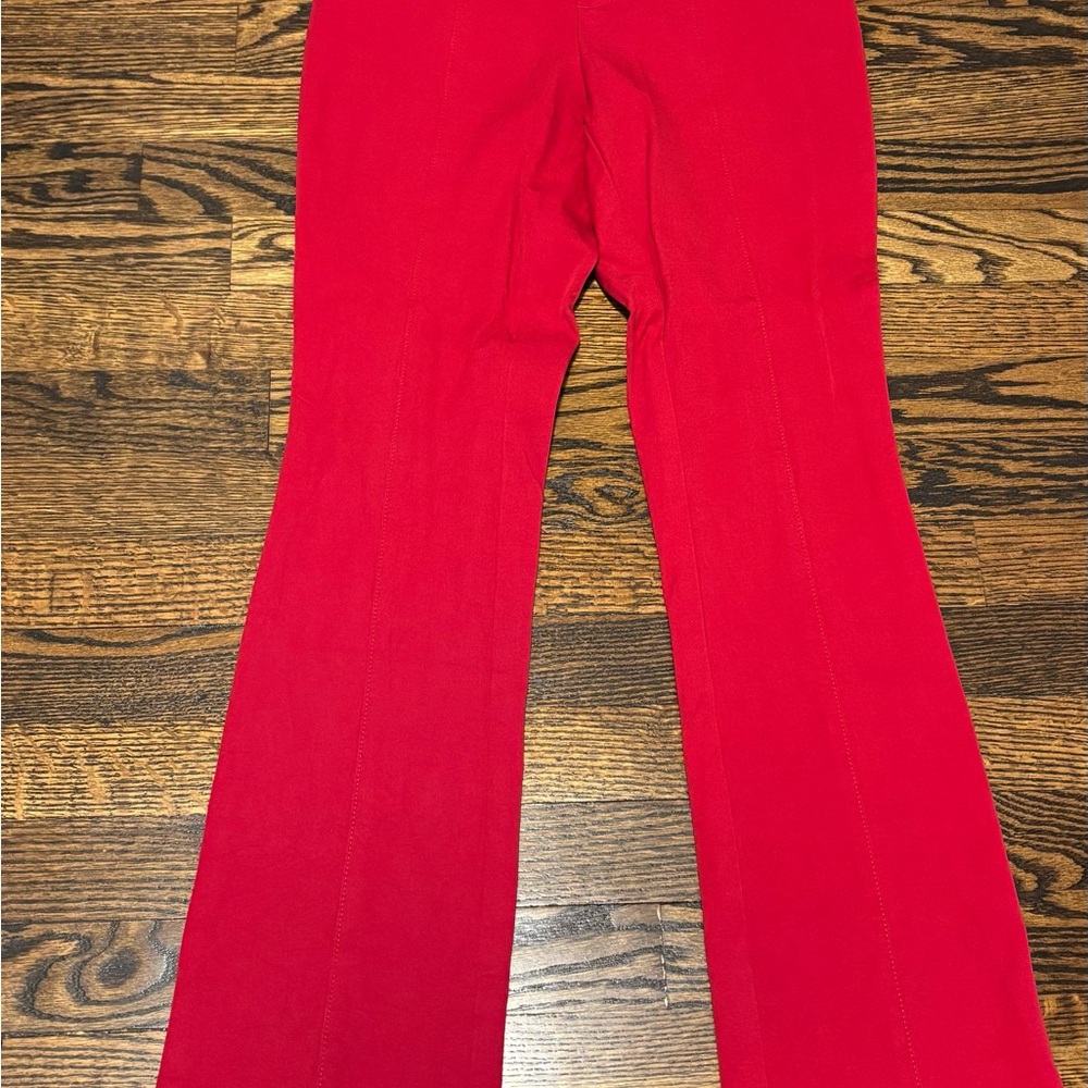 Chic Red Flared Isaac Mizrahi Trousers